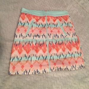 Mint and Coral patterned skirt